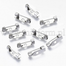 Основа під Брошка Нержавіюча Сталь, Булавка, з 1-м Отвором, 14x4x4.5мм, Отвір 1.5х1.5мм, Пін 0.6мм, (13WB28001)