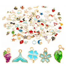 Zestaw Zawieszki, Stop i Emalia, do Rękodzieła i Biżuterii, Mix, 8-26x4-22x1-3mm, Otwór 0.9-4mm, 100szt/Set (13WB28136)