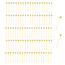 Szpilki z Kulką, Mosiądz, Złoty, 14x0.5mm, Kulka 2mm, 100 szt (13WB28142)