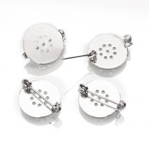 Baza do Broszki, Szpilka, Mosiężne do Tworzenia Biżuterii, Okrągła, Platyna, 22x18x5mm, 4szt (13WB28197)