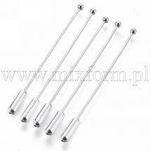 Baza do Broszki Szpilka, Mosiężne do Rękodzieła i Biżuterii, Platynowy, 62-63x0.9-1mm, 5szt (13WB28201)