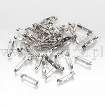 Основа під Брош Залізна, Булавка, з 2-ма Отворами, Платина, 25x5x6мм, Отвір 1.5мм, (13WB28203)