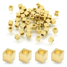 Koraliki Mosiądz, Kostka, Bez Powłoki, 4x4mm, 50szt (13WB28231)