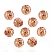 Koraliki Mosiądz Okrągłe Ryflowany, Powłoka Odporna, Różowe Złoto, 6x5mm, 10szt (13WB28233)