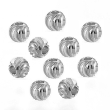 Koraliki Mosiądz, Okrągłe, Żłobione, Trwała Powłoka, Platyna, 6x5mm, Otwór: 2mm, 10 szt (13WB28235)