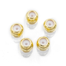 Koraliki Mosiężne z Gumową Wkładką, Koraliki Stopery, Okrągłe, Złoty, 4x3mm, 5szt (13WB28241)