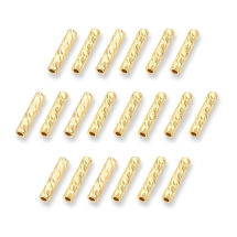 Koraliki Mosiądz, Pozłacane 18K, Rurki, 7x1.5mm, Otwór 0.8mm, 20 szt (13WB28245)
