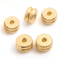 Koraliki Mosiądz, Rondelle, Trwała Powłoka, Matowy, Pozłacany 14K, 7x4mm, Otwór: 1.8mm 5szt (13WB28250)