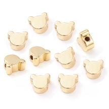 Koraliki Mosiądz, Misiek, Powłoka Odporna, Pozłacane 18K, Rozmiar: 5x6x3mm, Otwór: 1.2mm, 10szt (13WB28252)