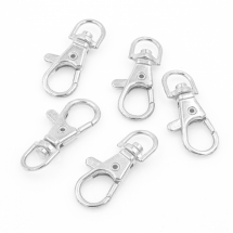 Zapięcie Karabińczyk Obrotowy, Stop Biżuteryjny, Srebro, 39x17x7mm, Otwór 6x9mm, 5szt (13WB28267)