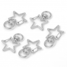 Zapięcie Obrotowe, Karabinek-Lobster, Stop, Gwiazda, Platynowy, 34x24x6mm, Otwór: 5x9mm, 5szt (13WB28285)