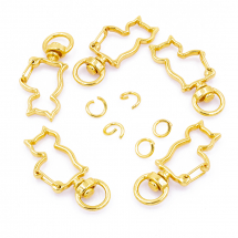 Zapięcie Obrotowe Karabinek-Lobster Stop Kot Rozmiar: 44x18x6mm Otwór 8x1.2mm Kolor: Złoty 5szt (13WB28289)