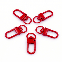 Zapięcie Karabinek Obrotowy Stop 33.5x13.5x5.5mm Otwor 9mm, Kolor: Czerwony 5szt (13WB28300)