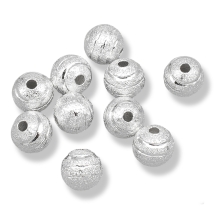 Koraliki Teksturowany, Gwiezdny Pył, Mosiądz, Okrągły, 8mm, Otwór 2mm, Kolor: Srebrny, 10szt (13WB28822)