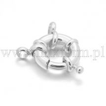 Zapięcie Pierścień Sprężynowy, Mosiądz, Platerowany Srebrem 925, 15x5mm, Otwór 2mm, 1szt (13WB28826)