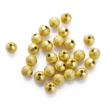 Koraliki Teksturowany, Gwiezdny Pył, Mosiądz, Okrągłe, 6mm, Otwór 1mm, Kolor: Złoty, 25szt (13WB28885)
