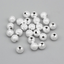 Koraliki Teksturowany, Gwiezdny Pył, Mosiądz, Okrągłe, Srebrny, 6mm, 25szt (13WB28886)