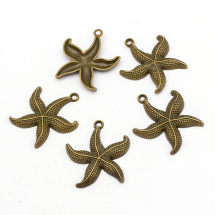 Wisiorek Zawieszka Rozgwiazda, Metal, do Robienia Biżuterii, Bronze, 26x22x2mm, Otwór 2mm, 10szt (14WB8154)