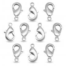 Zapięcie Karabińczyk-Lobster Eco Mosiądz, Kolor: Platynowy, 10x5x3mm, Otwór 1mm, 10szt (14WB5279)