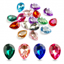 Dżety Kaboszony Rivoli, Akrylowe , Fasetowane, Mix, 18x13x5mm, 20 szt (2WB29047)