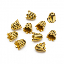 Конус Шапочки для Намистин зі Сплаву Квітка Тибетський Стиль, Античне Золото, 10х10мм, Отвір 1мм, (2WB29172)