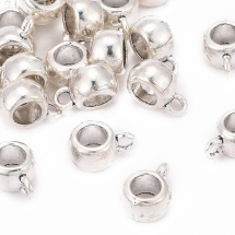 Бейл Бочонок, Тибетський Стиль, Біжутерний сплав, Античне Срібло, 11.5x8x5.5мм, Діаметр усередині 4.8мм, Отвір 2мм, (2WB29232)