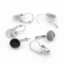 Kolczyki do Kaboszonów Mosiądz 25-27x13-14mm Średnica Wewnętrzna 12mm Pin 0.5mm Kolor: Platynowy 6szt (2WB29327)