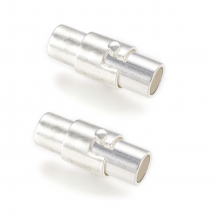 Zapięcie Magnetyczne, Mosiądz, Kolumna, Srebro, 15х6mm, Otwór 4mm, 2szt (2WB26689)