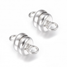 Zapięcie Magnetyczne, Mosiądz, Krążek, 11x6mm, Otwór 1mm, Kolor: Platyna, 2szt (2WB26694)