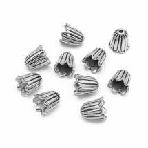 Конус Шапочки для Намистин зі Сплаву Квітка Тибетський Стиль, Античне Срібло, 10х10мм, Отвір 1мм, (3WB2720)