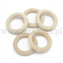Łącznik Kółko, Drewniane, do Macrame, Surowe, Beżowy, 55x9mm, 5szt (13WB12841)