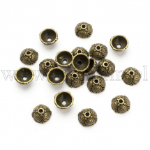 Шапочки для Бусин, Сплав, Круглі, Бронза, 8х8х4.5мм, Отвір 2мм, (13WB16831)
