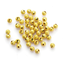 Koraliki Teksturowany, Mosiądz, Okrągłe, Złote, 4 mm, 50szt (13WB16989)