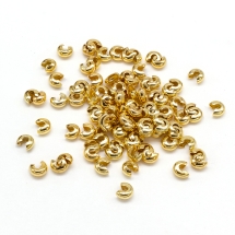 Намистини Кришки крімп з Заліза, Оболонки для затискних Бусин стопери, Колір: Золото, Діаметр 3мм, Отвір 1.2 ~ 1.5 мм, близько 85шт / 5г, (13WB17027)