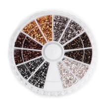 Zestaw Zaciskowych Koralików Stoperów, Mosiądz, Mix, 1.5x1.5mm, otwor 1mm, około 3300szt/zestaw (13WB17044)