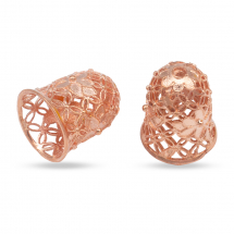 Конус Шапочки для Намистин Латунь Дзвіночок, Квітковий Візерунок Філігрань, Рожеве Золото, 15х12мм, Отвір 2мм, (14WB7408)