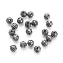 Koraliki Teksturowany, Gwiezdny Pył, Mosiądz, 6mm, Kolor: Stal Pistoletowa, 20szt (14WB7423)