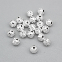 Koraliki Teksturowany, Gwiezdny Pył, Mosiądz, Okrągłe, 6mm, Kolor: Srebrny, 20szt (2WB27758)