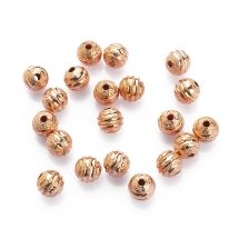 Koraliki Teksturowany, Gwiezdny Pył, Mosiądz, Okrągłe, 6mm, Kolor: Różowe Złoto, 20szt (2WB27759)