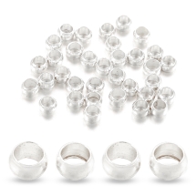 Koraliki Stopery Zaciskowe, Crimp, Mosiądz, Srebro, 2x3mm, około 140szt/5g (2WB27864)