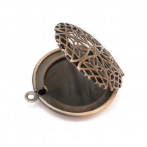 Кулон-коробочка, Підвіска Круглий Латунь, Мідь, 32х27 мм, Отвір 2мм, (13WB19618)