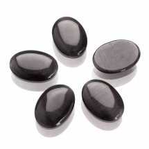 Кабошони Синтетичні Котяче Око Овальні, Чорний, 18х13мм, Товщина 2.5~3.5мм, (13WB19664)