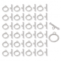 Zapięcie Toggle Stop, do Rękodzieła i Biżuterii, Srebro Antyczne, 16x13mm, Pałeczka 18x6mm, Otwór 2mm, 20szt (13WB20777)