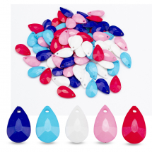 Кулон Крапля Акрил, Непрозорі Грановані, Мікс, 20х12х5мм, Отвір 2мм, близько 90шт / 50г, (13WB13480)