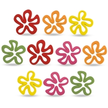 Dekoracyjne Ażurowe Kwiaty z Drewna, Mix Kolorów, 44x44x2.5mm, 10szt (5WB6789)