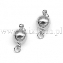 Zapięcie Magnetyczne Mosiądz do Rękodzieła i Biżuterii, Okrągły z Kółkami, Platyna 16x10mm, 2szt (13WB12236)