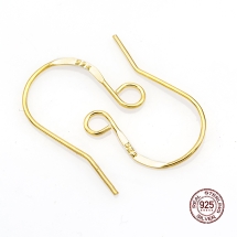 Срібло 925 Швензи Гачок Основа для Сережок, Золото, 19х13.5х0.8мм, Пін 0.8мм, (13WB24503)