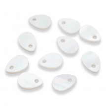 Підвіска Біла Ракушка, Перламутр, Крапля, Розмір: 8 ~ 9x6 ~ 7x1,5мм, Колір: Білий, Отвір 1мм, (13WB24526)