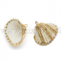 Кулон Морський Перламутр, Мушля, Гальванічне Покриття, Золото, 18-30x19-28x7-10мм, Отвір 1.6мм, (13WB24073)