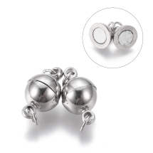 Zapięcie Magnetyczne, do Rękodzieła i Biżuterii, Mosiądz, Okrągły z Kółkami, Platyna, 14x8mm, Otwór 2mm, 2szt (2WB26269)